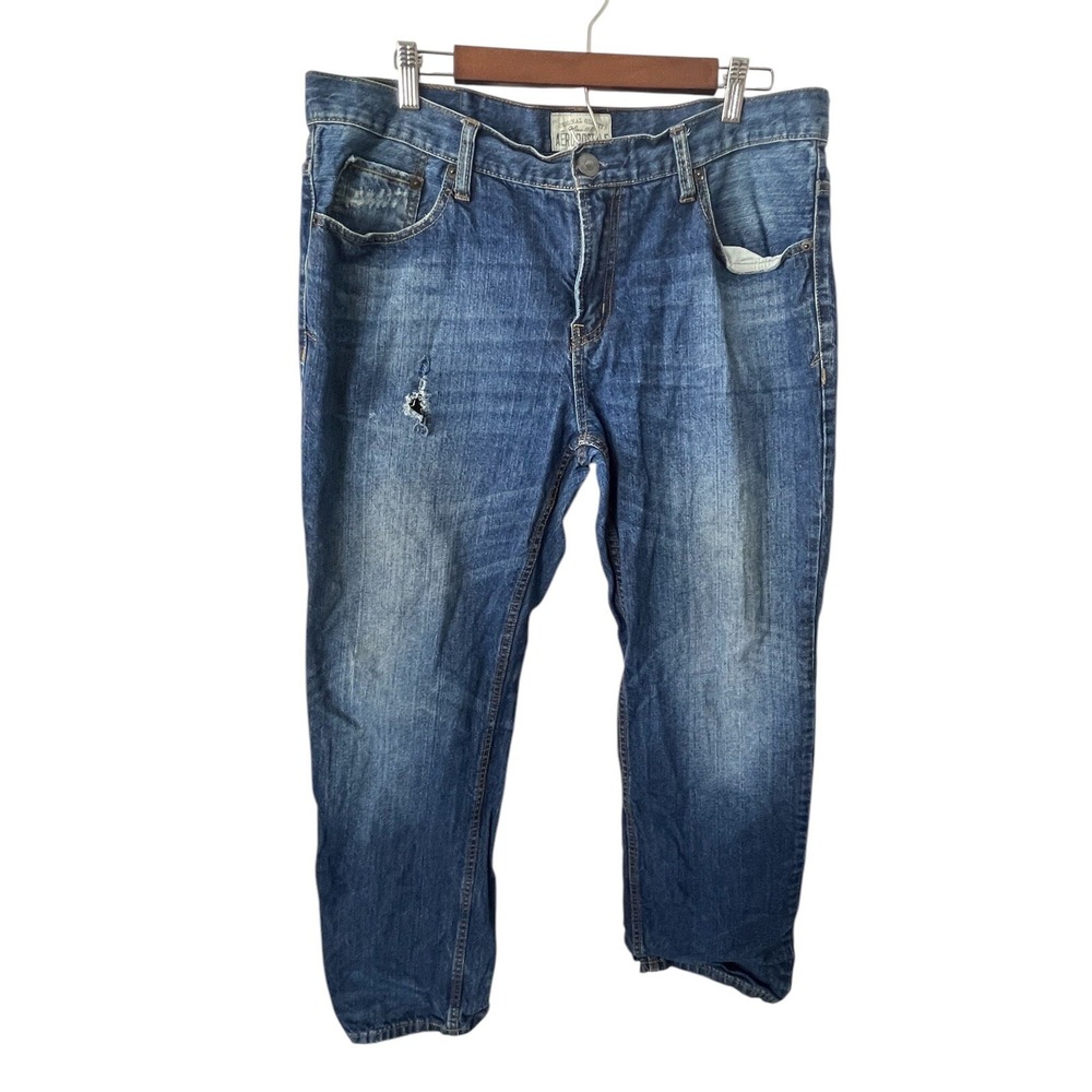 AEROPOSTALE Bowery Slim Straight Denim Jeans Mens Size 36x30 Distressed